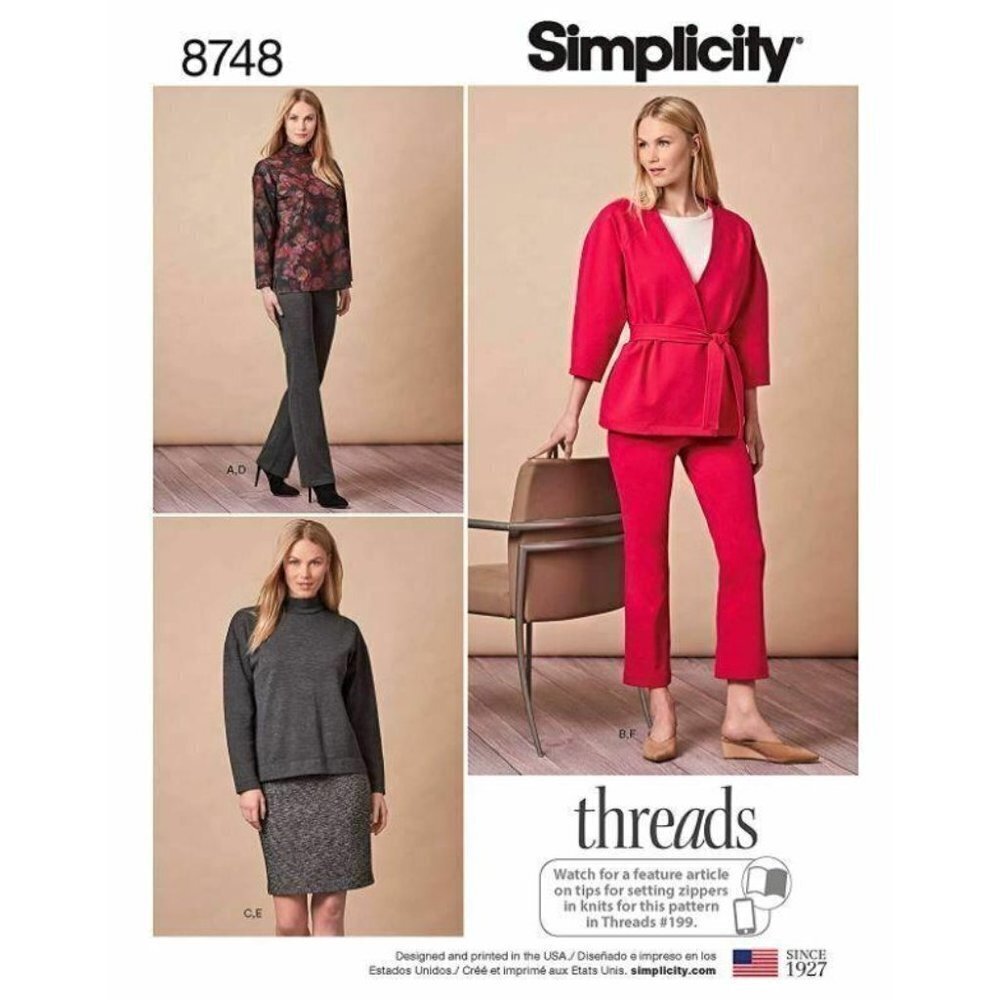 Simplicity Sewing Pattern 8748 Sweater Jacket Pants Skirt Misses Petite 16-24